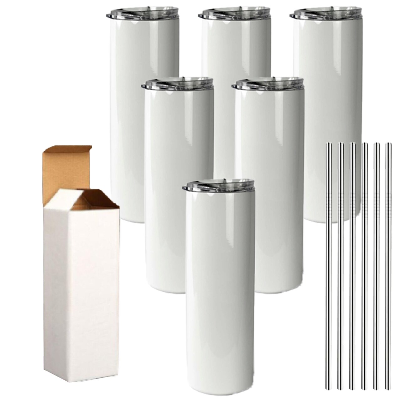 6 Pack 20 oz Sublimation Skinny Tumblers - Ideal for DIY Personalization and Customization